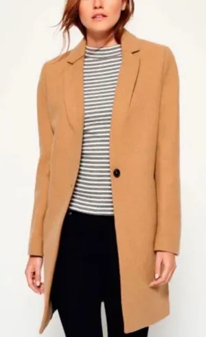 Superdry Istegade Coat Tan Wool Size Small thumbnail 1
