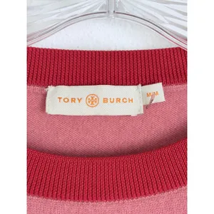 Tory Burch Pink Red Cherry Embroidered Crewneck Knit Sweater M thumbnail 5