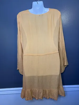 Blue Island Dress Womens Medium Orange Wrap Ruffle Hem Bell Sleeve Boho Sundress thumbnail 7