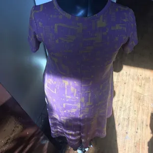 Lularoe Carly XXS high low purple and yellow knit swing dress thumbnail 2