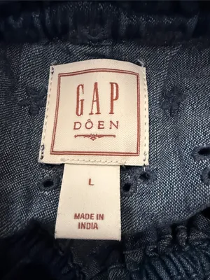 Gap x DOEN Blue Eyelet Lace Denim Boho Hippie Femme Cottage Midi Maxi Dress thumbnail 3