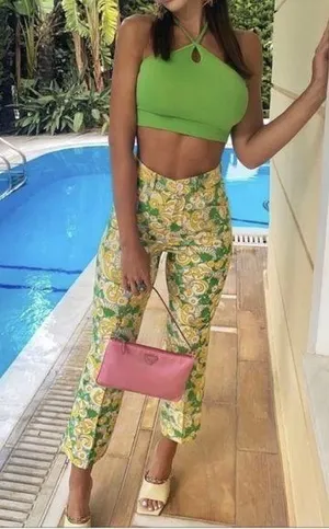 High Waist Floral Psychedelic Crop Pants| XS thumbnail 1