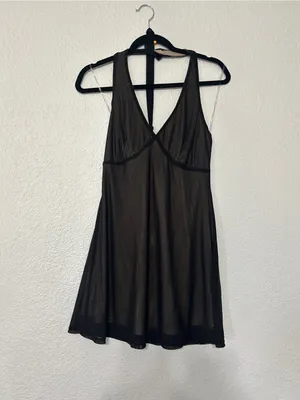 wild fable Black Sheer Halter Backless Mini Dress thumbnail 3