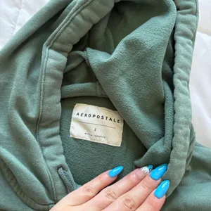 Aeropostale Green Full Zip Cropped Hoodie Sweatshirt Small Boxy Relaxed Fit thumbnail 4
