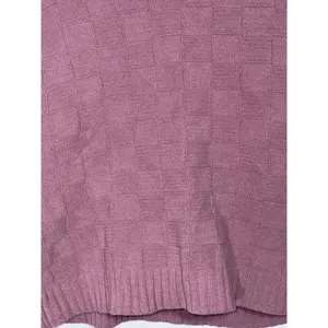 Abercrombie & Fitch Pink Checkered Textured Knit Pullover Crew Neck Sweater Sz M thumbnail 5