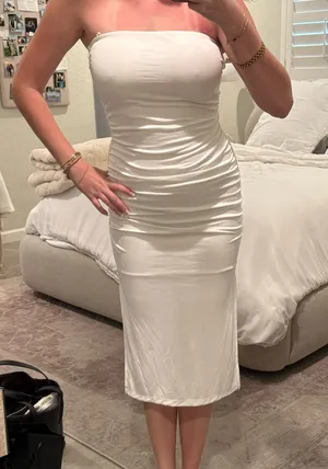 Bershka Strapless Midi Dress thumbnail 1