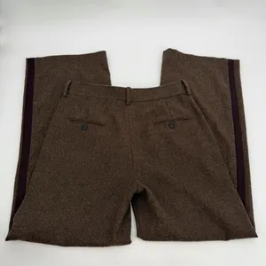 Zara Trousers Women’s M Brown Side Stripe Relaxed Wide Leg Tailored Winter Pants thumbnail 10
