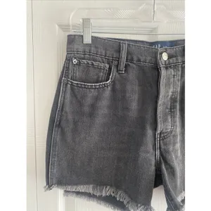 Gap High Rise Denim Shorts Womens Size‎ 6 Black Raw Hem Frayed Faded Cotton thumbnail 2