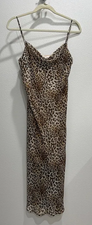 Le Lis Leopard-Print Slip Dress in Tan and Black thumbnail 1
