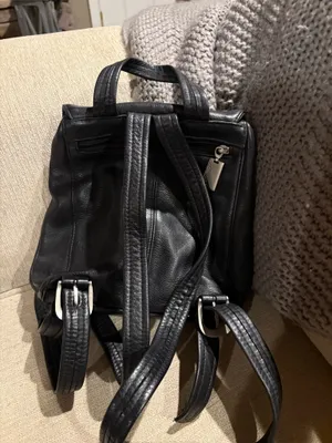 Leather pocketbook backpack style Black thumbnail 3