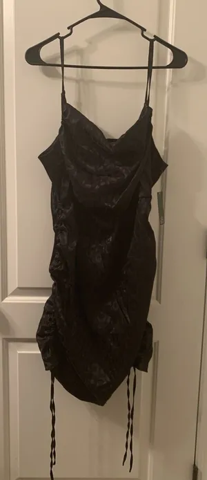 Wild Fable Womens Black Leopard Satin Sleeveless with Ruched Bodycon Dress Sz XL thumbnail 1