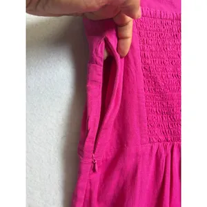 Mango MNG Womens Pink Linen Blend Beaded Strap Smocked Back Mini Dress Size S thumbnail 6