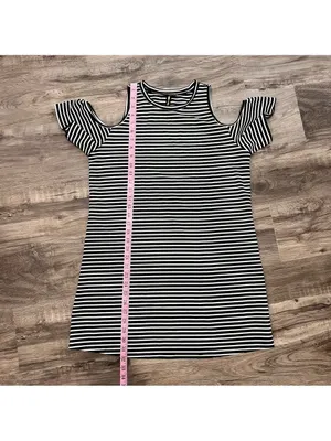 Want and Need Black White Stripe Cold Shoulder Dress Size Large SKU#C24319 thumbnail 7