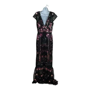 Lulus Era of Opulence Burgundy Sequin Cap Sleeve‎ Maxi Dress large thumbnail 4