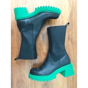 STEVE MADDEN Leather Chelsea Midi Boot Size 6 Black Platform Lug Sole Block Heel thumbnail 9