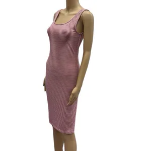 Hearts and Hips Pink White Striped Sleeveless Midi Tank Dress Juniors Large thumbnail 4