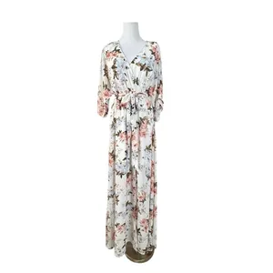Baltic Born Kia Floral Kimono Maxi Dress LARGE White Pink‎ Bohemian Feminine thumbnail 3