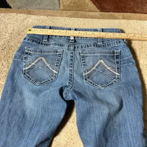Ariat REAL Straight Icon Jeans Womens 29R Blue Rainstorm Western Denim Mid Rise thumbnail 4