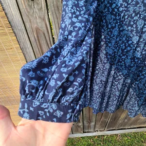 Beachlunchlounge Printed Tiered Babydoll Blue Dress XL Long Sleeves thumbnail 3
