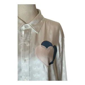 Boys Lie Shirt Women Medium White Satin Collared Button Down Bridezilla Top NWOT thumbnail 7