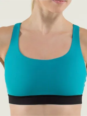 🍋 Lululemon Energy Bra Teal Sports Bra with Multicolor Strappy Back size 6 thumbnail 1