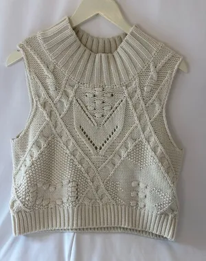 Turtleneck Crochet Sweater Vest Fall Fashion Knit Sleeveless Tank Tops thumbnail 1