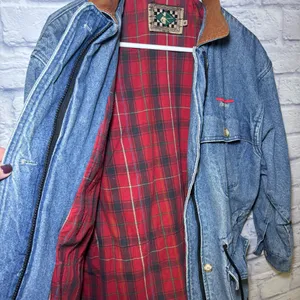 Rode Walker Vintage Chore Barn Field Coat Blue Denim Jacket Men's Medium USA thumbnail 15