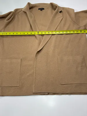 J. Crew Cotton Wool Blend Camel Knit Blazer-Style Cardigan Coatigan Size Large thumbnail 4