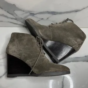 Franco Sarto Women's Classic Brown Suede Lace Up Wedge Heel Weston Boots Sz 8 thumbnail 5