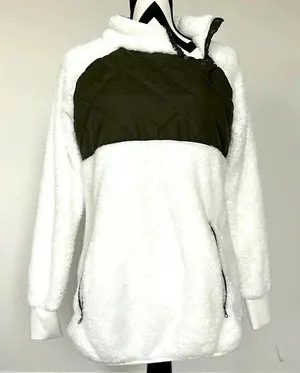 Source Unknown Olive‎ A-symetric Fleece Pullover Sz SM thumbnail 1