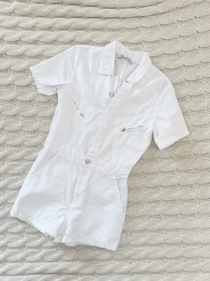 Zara White Collared Button-Up Romper thumbnail 2