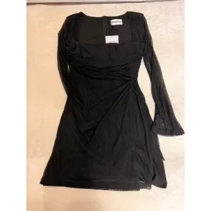Princess Polly Black Mesh Long Sleeve Mini Dress Square Neck Wrap US 4 NWT thumbnail 7