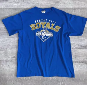 Delta Kansas City Royals T Shirt Adult L World Series 2015 Blue Gold Short Sleeve MLB thumbnail 1