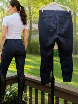 HR Farm Equestrian Horse Blue Riding Pants Breeches Womens Size 30 EUC thumbnail 2
