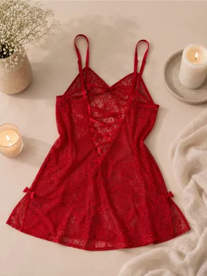 Victoria’s Secret Red Lace Babydoll Chemise Slip | Size Small thumbnail 1