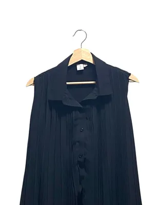 Joie Pleated Sleeveless Mini Dress Black Size L Minimalist Flowy Spring Casual thumbnail 5