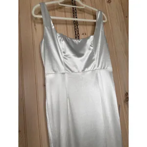 NWT Lulus Sensational Promise White Satin Square Neck Mermaid Maxi Dress Bride L thumbnail 4