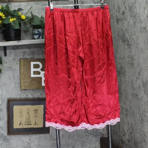 NEW Linea Donatella Womens Lace-Trim Satin Pajama Pants LOS046 Red L thumbnail 2