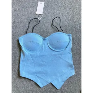 Women Seamless Irregular Crop Tops Sleeveless‎ Cotton Short Top Padded bra Cami thumbnail 2