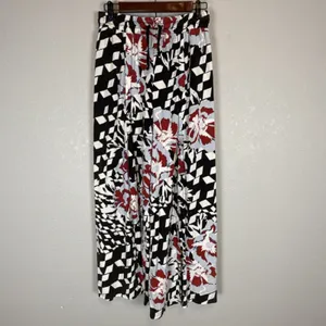 Free People Movement Abs Tracker Floral Print Split Leg Pants Size XS Black Red‎ thumbnail 2