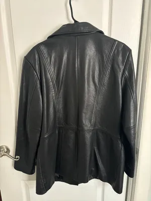Jones New York Oversized Black Leather Blazer thumbnail 4