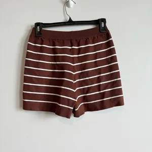 Striped Sweater Sweat Shorts brown‎ white size small thumbnail 2
