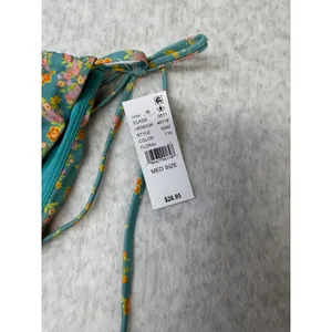 PacSun Swim Eco Teal Floral‎ Side Tie Bikini Bottoms Medium NWT 0242-710 thumbnail 3