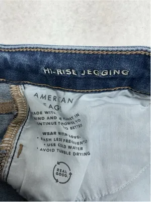 Womans Excellent American Eagle High Rise Jegging Stretch Blue Jeans Size 10 thumbnail 7