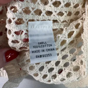 Coquette Festival Cherry Crochet Cardigan Cotton Open Knit Cream XS NWT Softgirl thumbnail 4