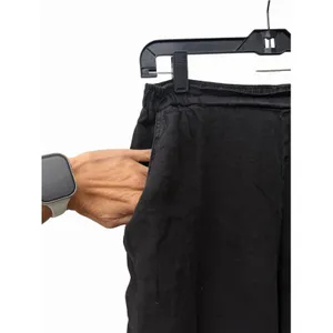 Match Point Pants Womens Medium 100% Linen Straight Leg Black Pockets #III11-1 thumbnail 4