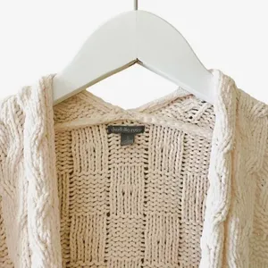 Charlotte Russe Boho Ribbed Knitted Oversized Ivory Cardigan Sweater SZ S thumbnail 2