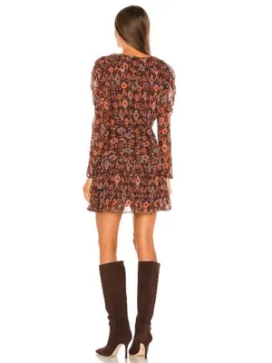 Ulla Johnson Esila Silk Abstract Ruffle Long Sleeve Mini Dress Size 6 Party Ikat thumbnail 11
