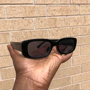 Retro Preppy Vintage 2000s Y2K Classic Black Square Rectangle Sunglasses Goth Academia #whimsygoth #boho #minimalist #grunge #streetwear thumbnail 2