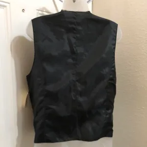 NWT Black Genuine suede leather fringe vest button up front-western boho indie goth grunge Size M-measurements in pics thumbnail 4